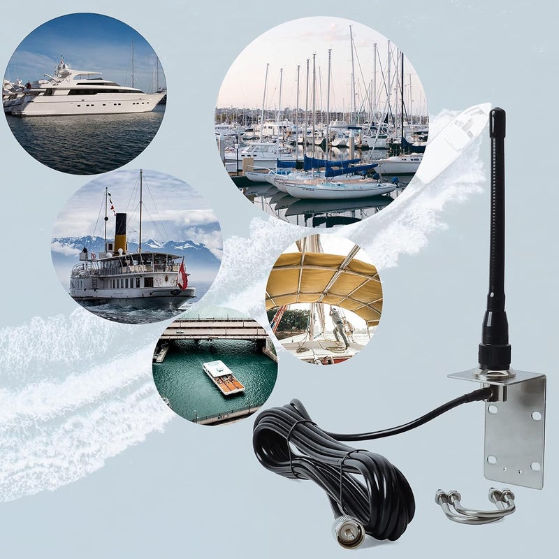 HYS VHF Marine Antenna Low-Profile 156-163Mhz Antennas W/16.4ft(5m) RG58 Low Loss Premium Coaxial Cable with PL259 - Image 4